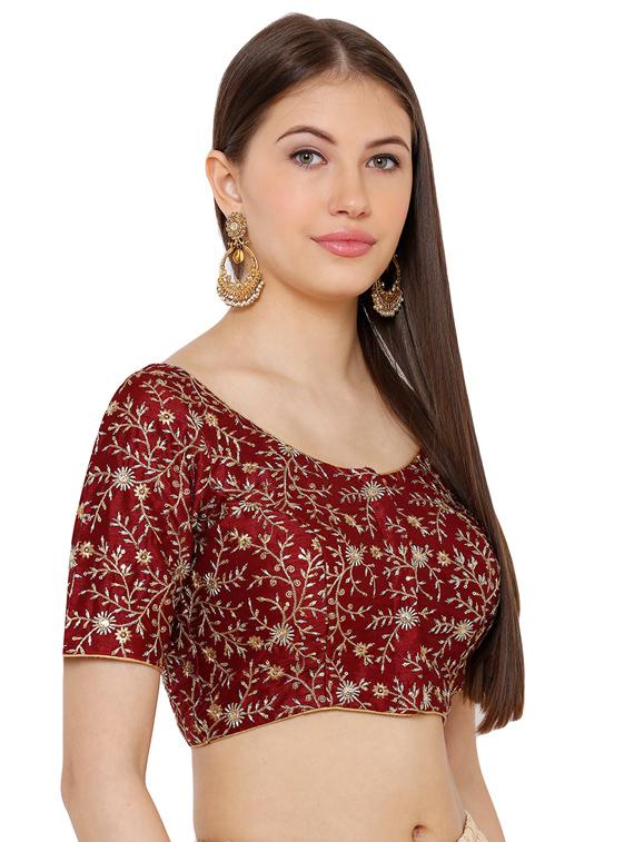 maroon embroidered blouse - 17352645 - Zoom Image - 2
