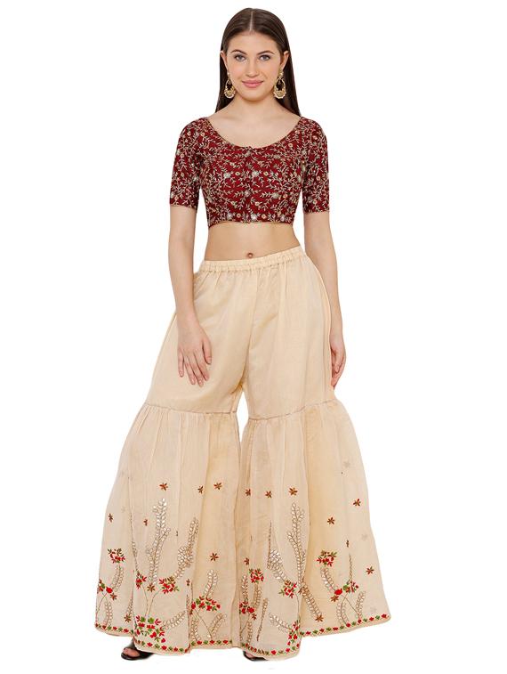 maroon embroidered blouse - 17352645 - Zoom Image - 4