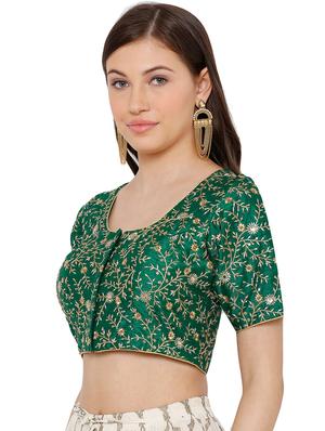 bottle green embroidered blouse - 17352646 - Standard Image - 2