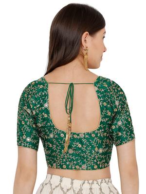 bottle green embroidered blouse - 17352646 - Standard Image - 3