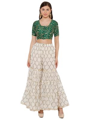 bottle green embroidered blouse - 17352646 - Standard Image - 4