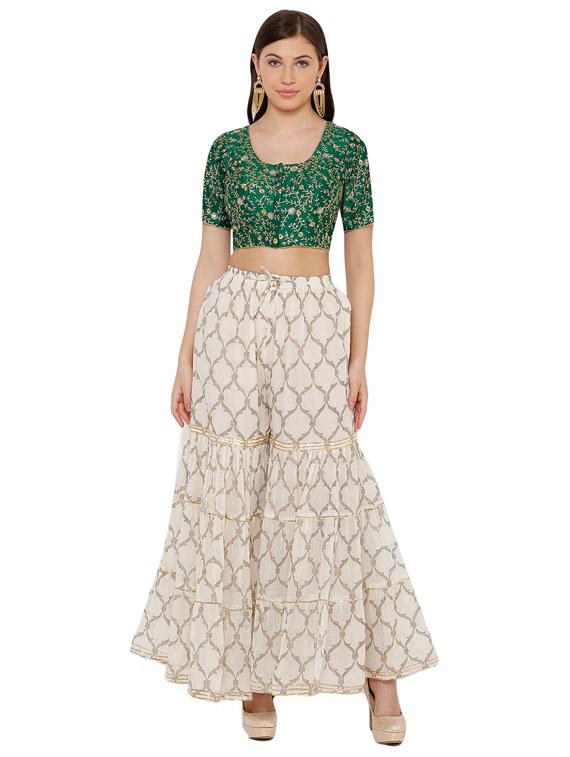 bottle green embroidered blouse - 17352646 - Zoom Image - 4
