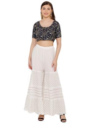 navy blue embroidered blouse - 17352647 - Standard Image - 4