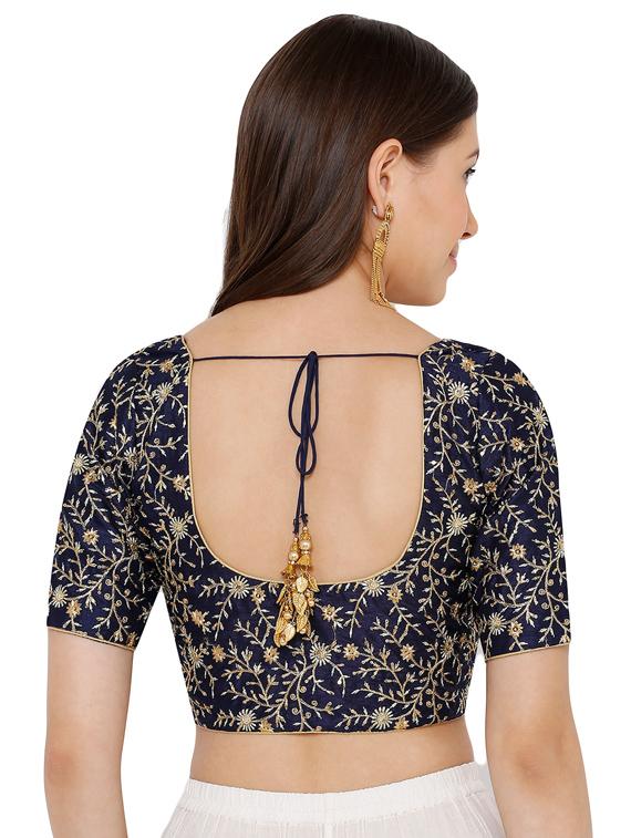 navy blue embroidered blouse - 17352647 - Zoom Image - 3