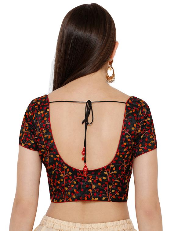black cotton blend embroidered blouse - 17352649 - Zoom Image - 3