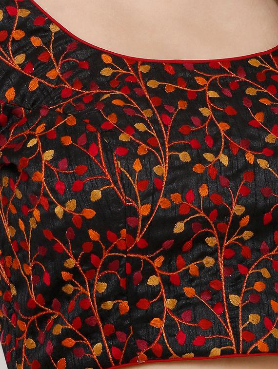 black cotton blend embroidered blouse - 17352649 - Zoom Image - 5