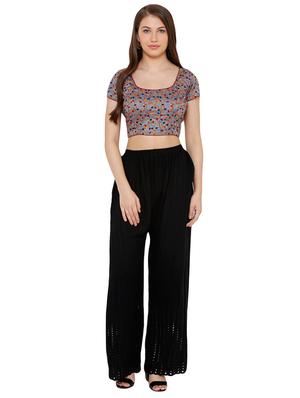 grey cotton blend embroidered blouse - 17352650 - Standard Image - 4