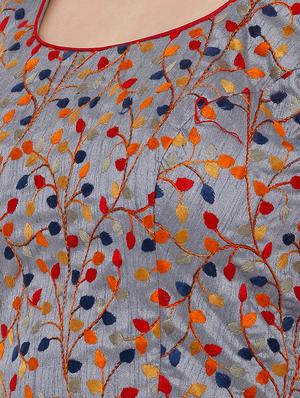 grey cotton blend embroidered blouse - 17352650 - Standard Image - 5