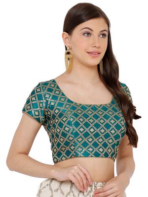 teal embroidered blouse - 17352654 - Standard Image - 2