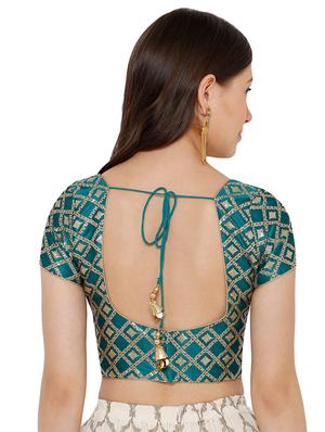 teal embroidered blouse - 17352654 - Standard Image - 3