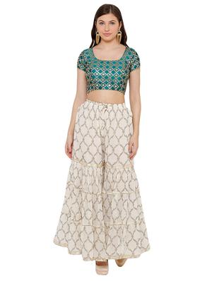 teal embroidered blouse - 17352654 - Standard Image - 4