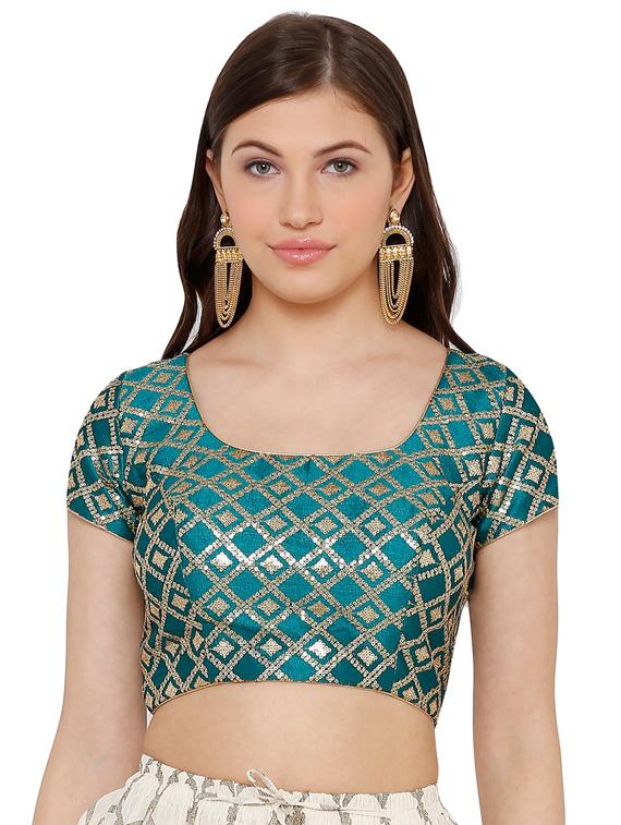 teal embroidered blouse - 17352654 - Zoom Image - 1