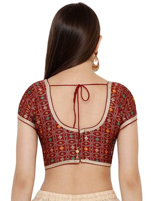 red art silk printed blouse - 17352668 - Standard Image - 3