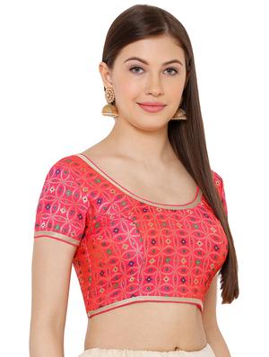 pink art silk printed blouse - 17352669 - Standard Image - 2