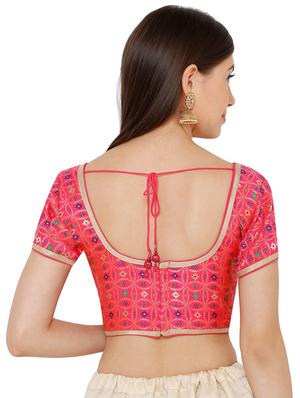 pink art silk printed blouse - 17352669 - Standard Image - 3
