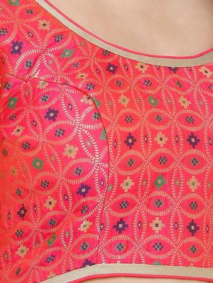 pink art silk printed blouse - 17352669 - Standard Image - 5