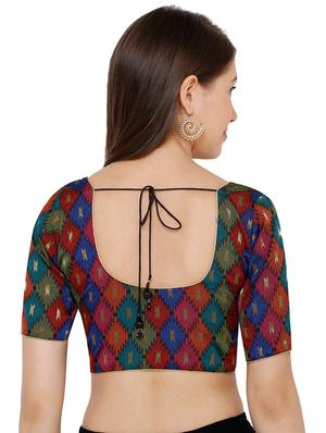 multi colored cotton blend printed blouse - 17352678 - Standard Image - 3