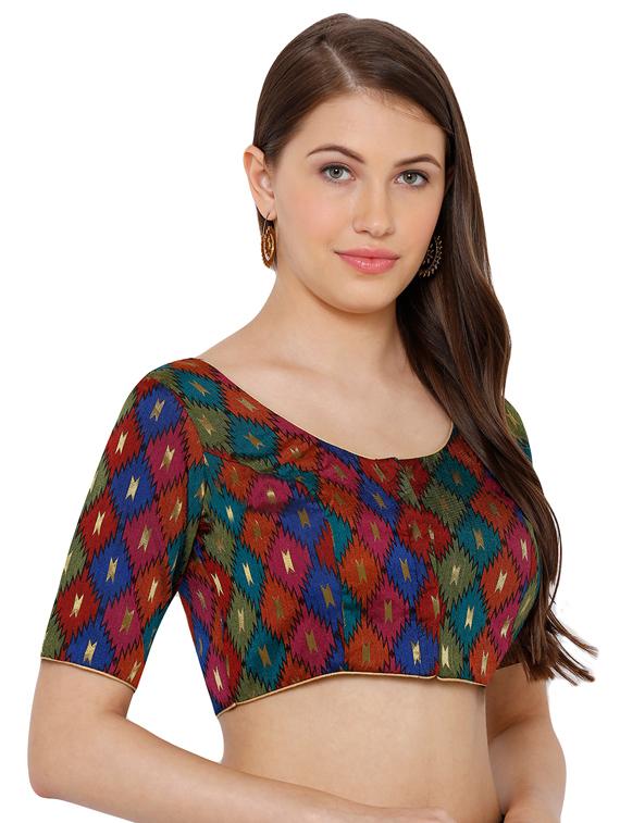 multi colored cotton blend printed blouse - 17352678 - Zoom Image - 2
