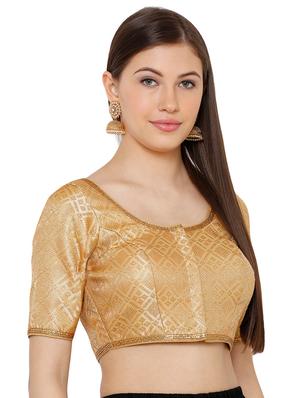 gold cotton embroidered blouse - 17352684 - Standard Image - 2