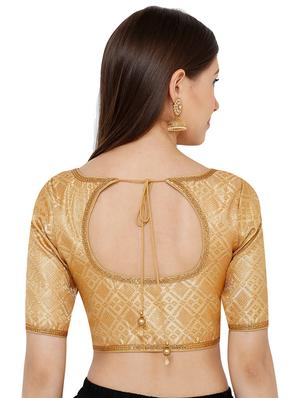 gold cotton embroidered blouse - 17352684 - Standard Image - 3