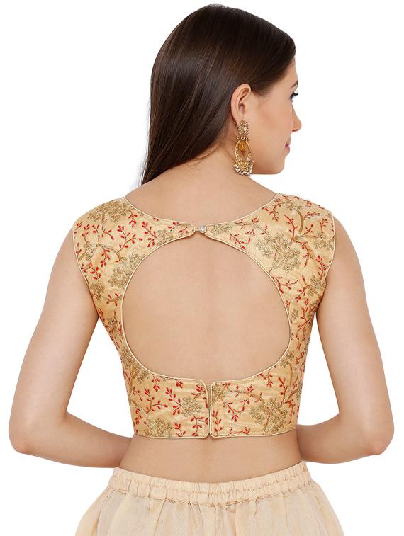 gold art silk embroidered blouse - 17352690 - Zoom Image - 3
