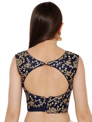 blue art silk embroidered blouse - 17352691 - Standard Image - 3