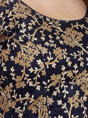 blue art silk embroidered blouse - 17352691 - Standard Image - 5