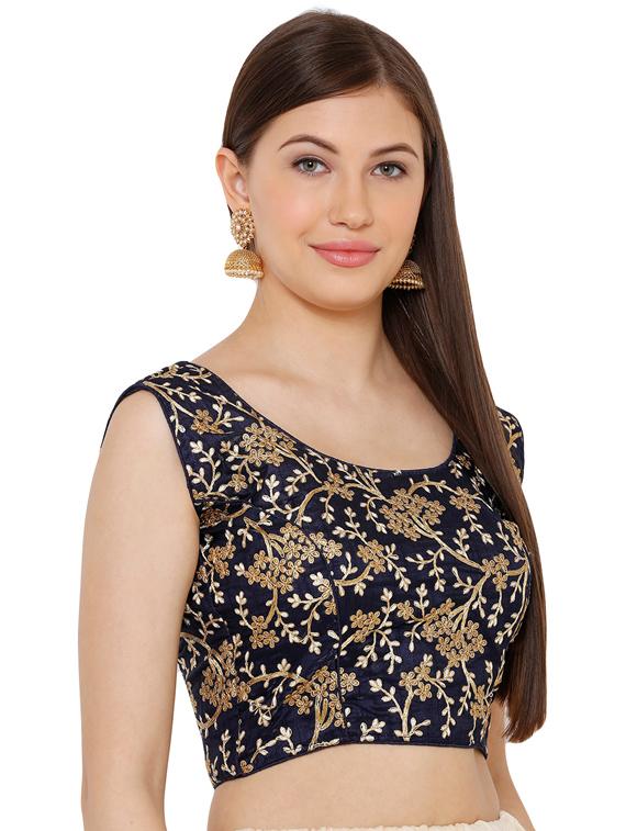 blue art silk embroidered blouse - 17352691 - Zoom Image - 2