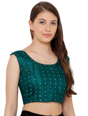 green cotton embroidered blouse - 17352692 - Standard Image - 2