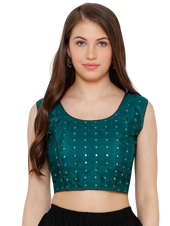 green cotton embroidered blouse - 17352692 - Zoom Image - 1