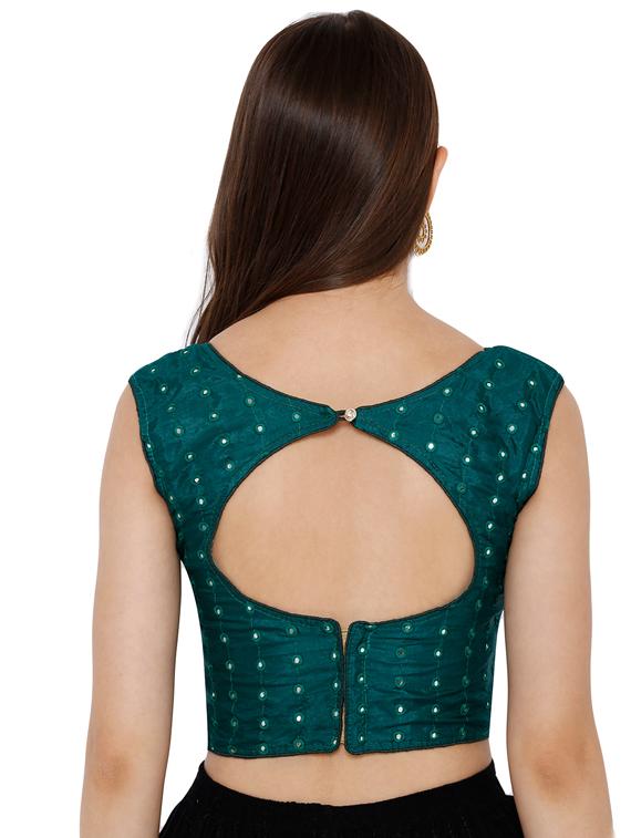 green cotton embroidered blouse - 17352692 - Zoom Image - 3