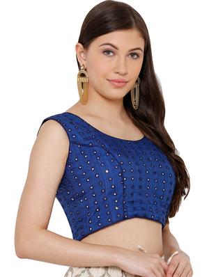 blue cotton embroidered blouse - 17352693 - Standard Image - 2