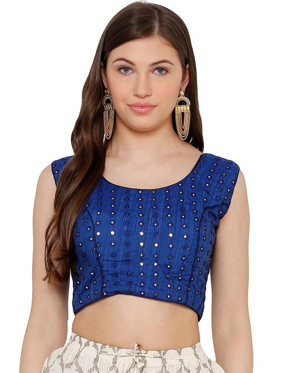 blue cotton embroidered blouse - 17352693 - Zoom Image - 1
