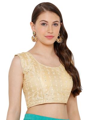 gold cotton embroidered blouse - 17352695 - Standard Image - 2