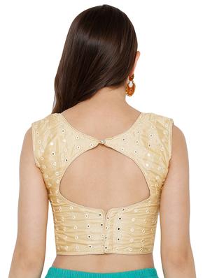 gold cotton embroidered blouse - 17352695 - Standard Image - 3