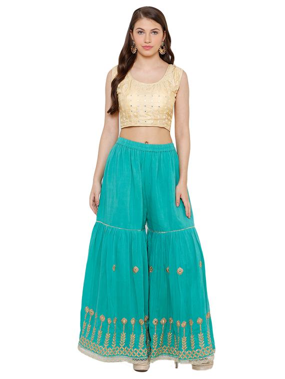 gold cotton embroidered blouse - 17352695 - Zoom Image - 4