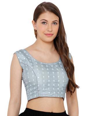 grey cotton embroidered blouse - 17352696 - Standard Image - 2