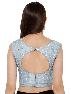 grey cotton embroidered blouse - 17352696 - Standard Image - 3