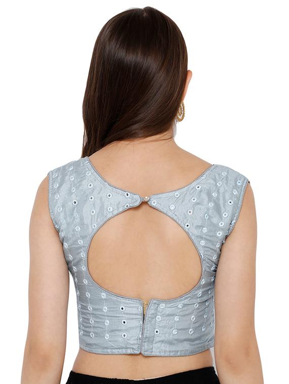 grey cotton embroidered blouse - 17352696 - Zoom Image - 3