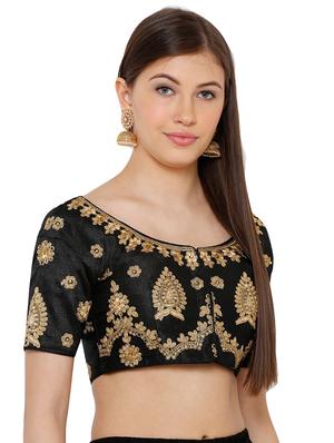 black art silk embroidered blouse - 17352703 - Standard Image - 2