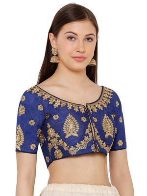 blue art silk embroidered blouse - 17352705 - Standard Image - 2