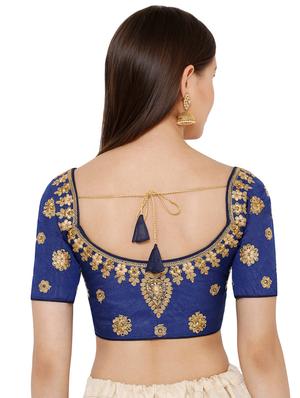 blue art silk embroidered blouse - 17352705 - Standard Image - 3