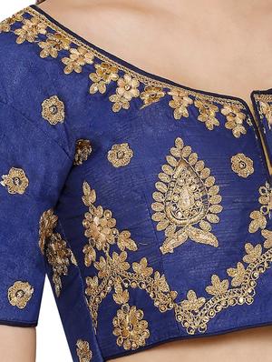 blue art silk embroidered blouse - 17352705 - Standard Image - 5