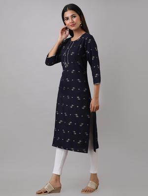 gold print straight kurta - 17352769 - Standard Image - 2