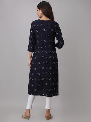 gold print straight kurta - 17352769 - Standard Image - 3