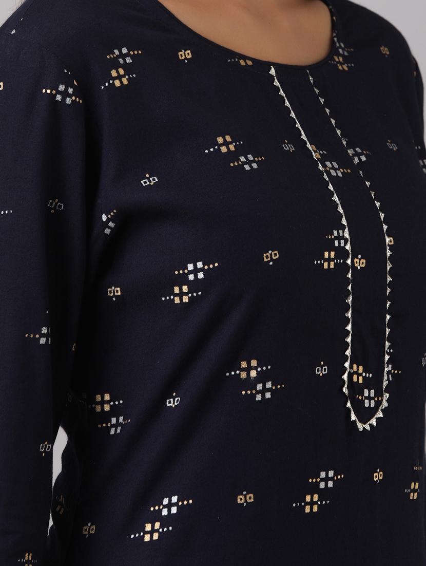 gold print straight kurta - 17352769 - Zoom Image - 4