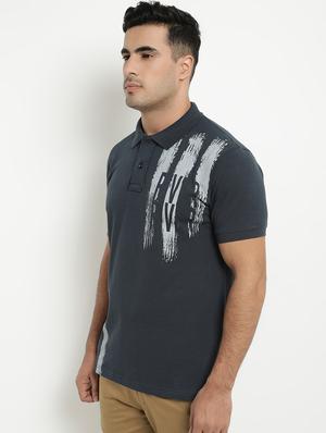 grey printed polo t-shirt - 17352853 - Standard Image - 2