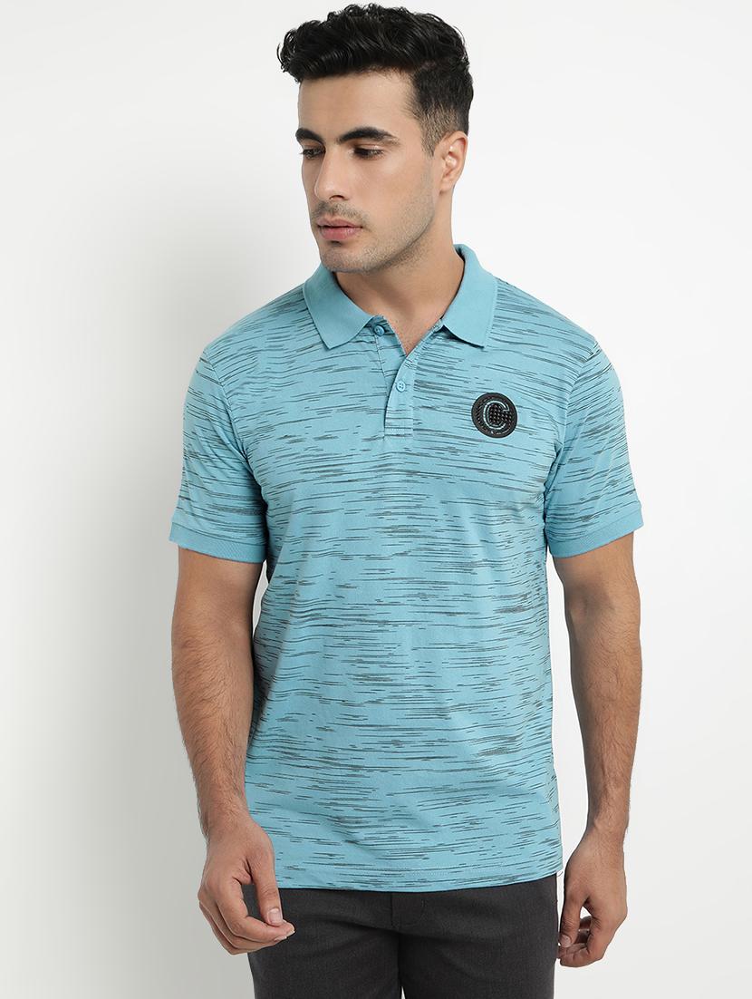 blue printed polo t-shirt - 17352859 - Zoom Image - 1