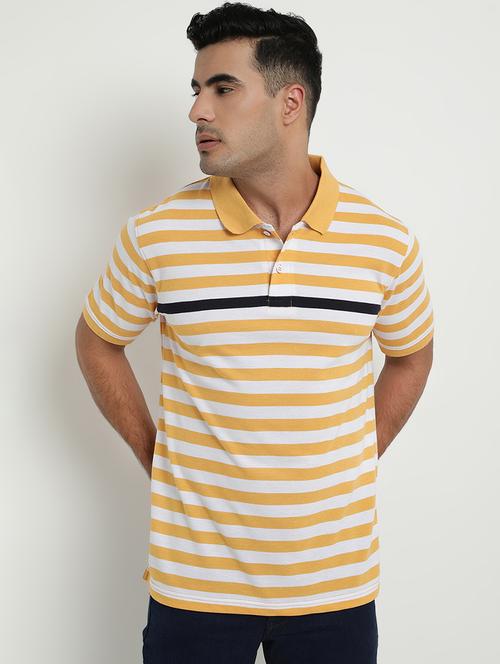 yellow striped polo t-shirt - 17352866 - Standard Image - 1