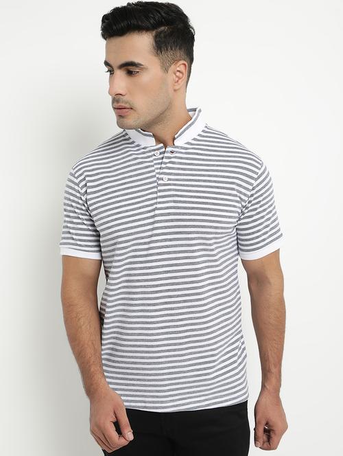 white striped collared t-shirt - 17352868 - Standard Image - 1